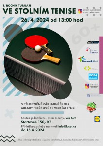 Krajská rada seniorů Olomouckého kraje zve na turnaj ve stolním tenise