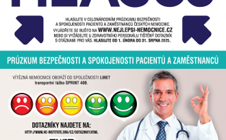 Rada seniorů ČR je, stejně jako v předchozích letech, partnerem celostátního průzkumu bezpečnosti a spokojenosti pacientů nemocnic - NEJLEPŠÍ NEMOCNICE ROKU 2025. Máte šanci promluvit do žebříčku našich nemocnic a vyjádřit svůj názor! Hlasovat můžete on-line nebo si můžete z našeho webu stáhnout formuláře, které pak buď odešlete nebo necháte na označeném místě v některé z nemocnic. Až do 31. srpna 2025 můžete hlasovat ve třech kategoriích - ambulantní pacient, hospitalizovaný pacient, zaměstnanec nemocnice.
Po kliknutí na nadpis se dostanete na stránku, na níž jsou odkazy na online formuláře i formuláře ke stažení.